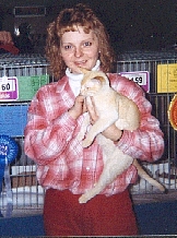 Sue Pratt at her 1st show with Teignage Warbaby